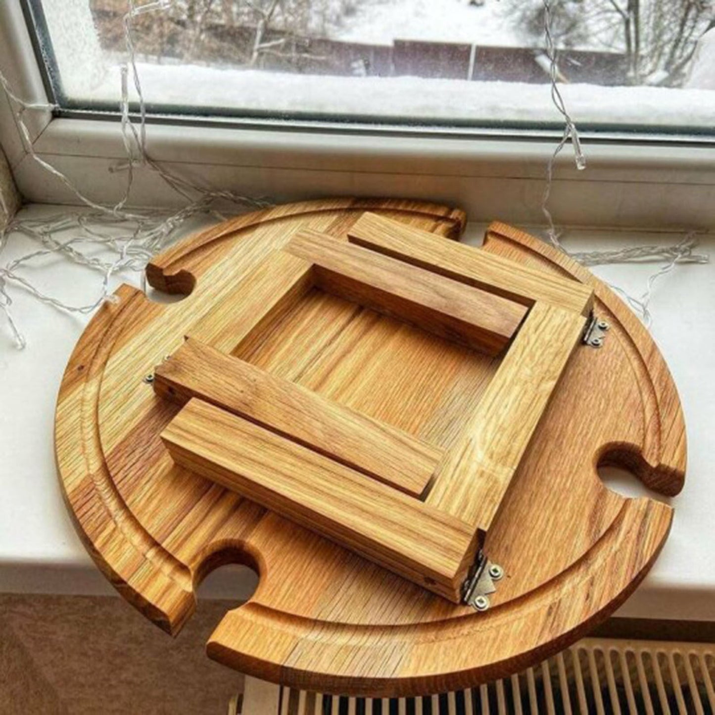Date Night In Wooden Outdoor Folding Picnic-table With Glass Holder