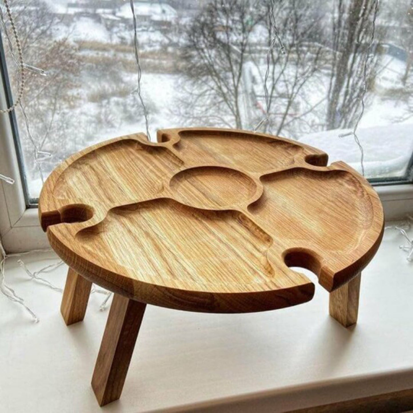 Date Night In Wooden Outdoor Folding Picnic-table With Glass Holder