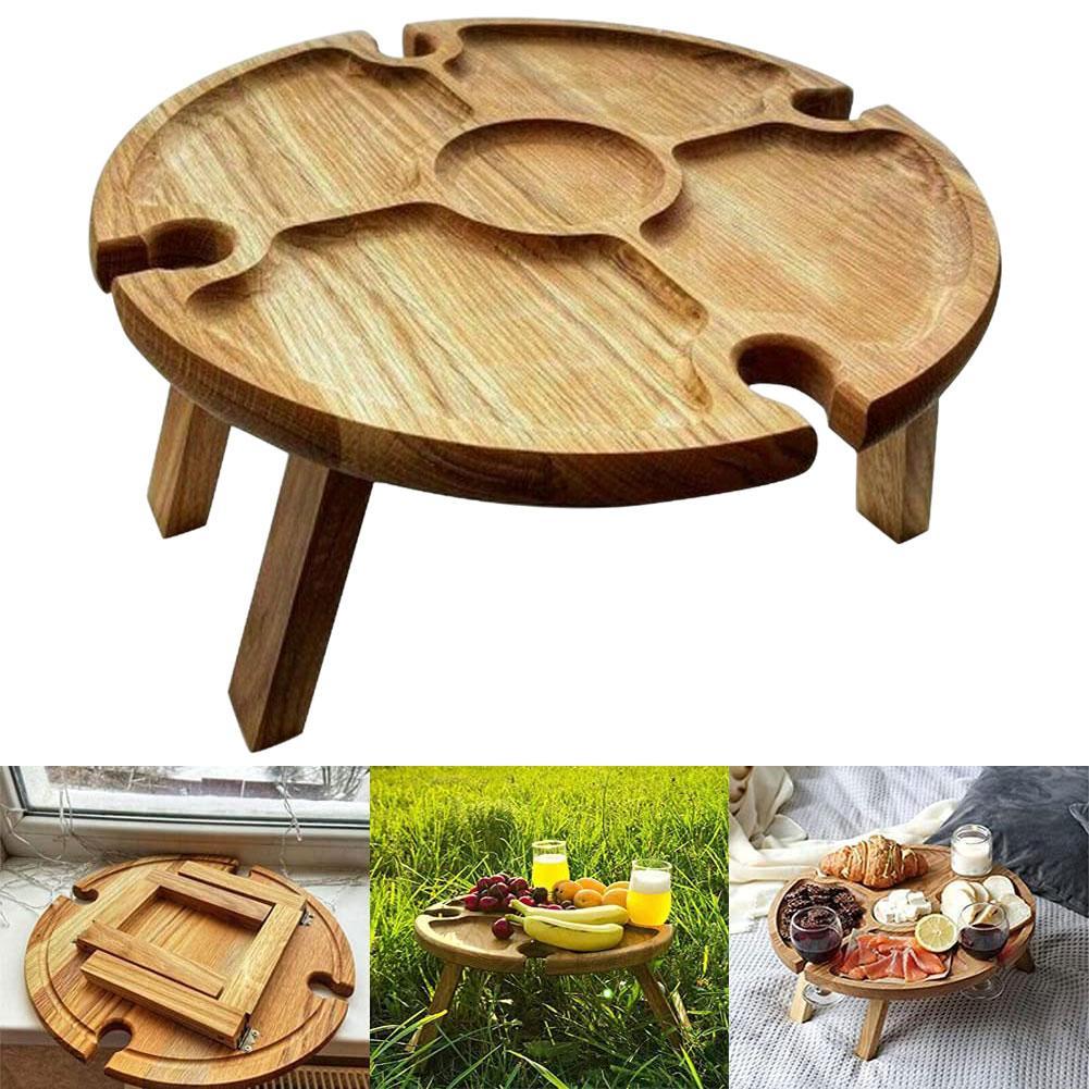 Date Night In Wooden Outdoor Folding Picnic-table With Glass Holder