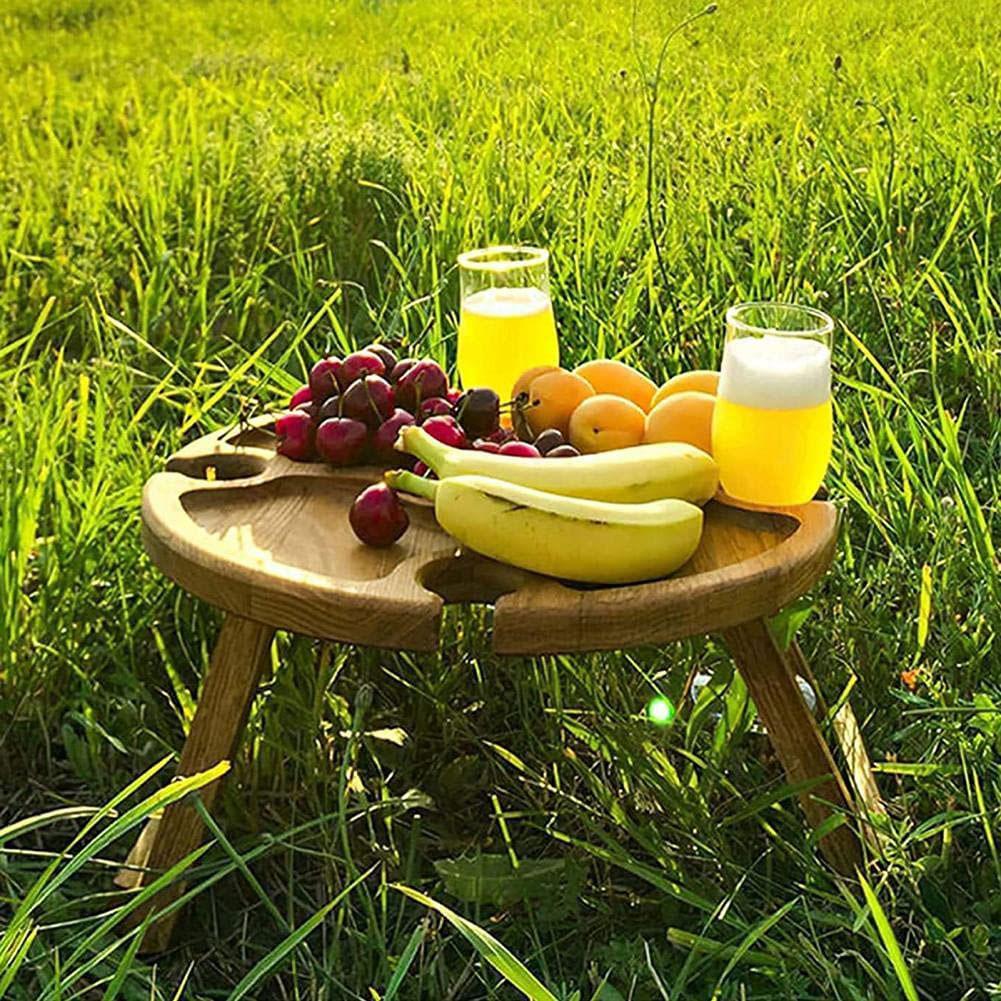Date Night In Wooden Outdoor Folding Picnic-table With Glass Holder
